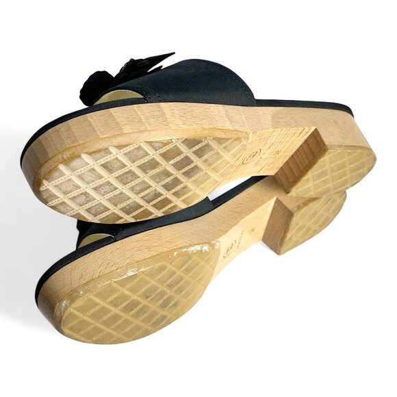 CHANEL CC 2015 Interlocking CC Logo Slides Shoes Sandals Wood +Box Sz 38 US 7.5 - Picture 13 of 16